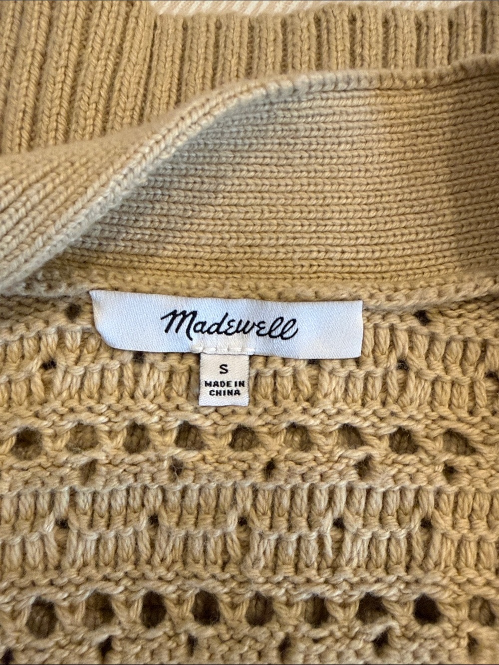 Mint - Madewell Tanfield Open-Knit Button Cardigan in Tan ( sz sm) - Picture 4 of 5
